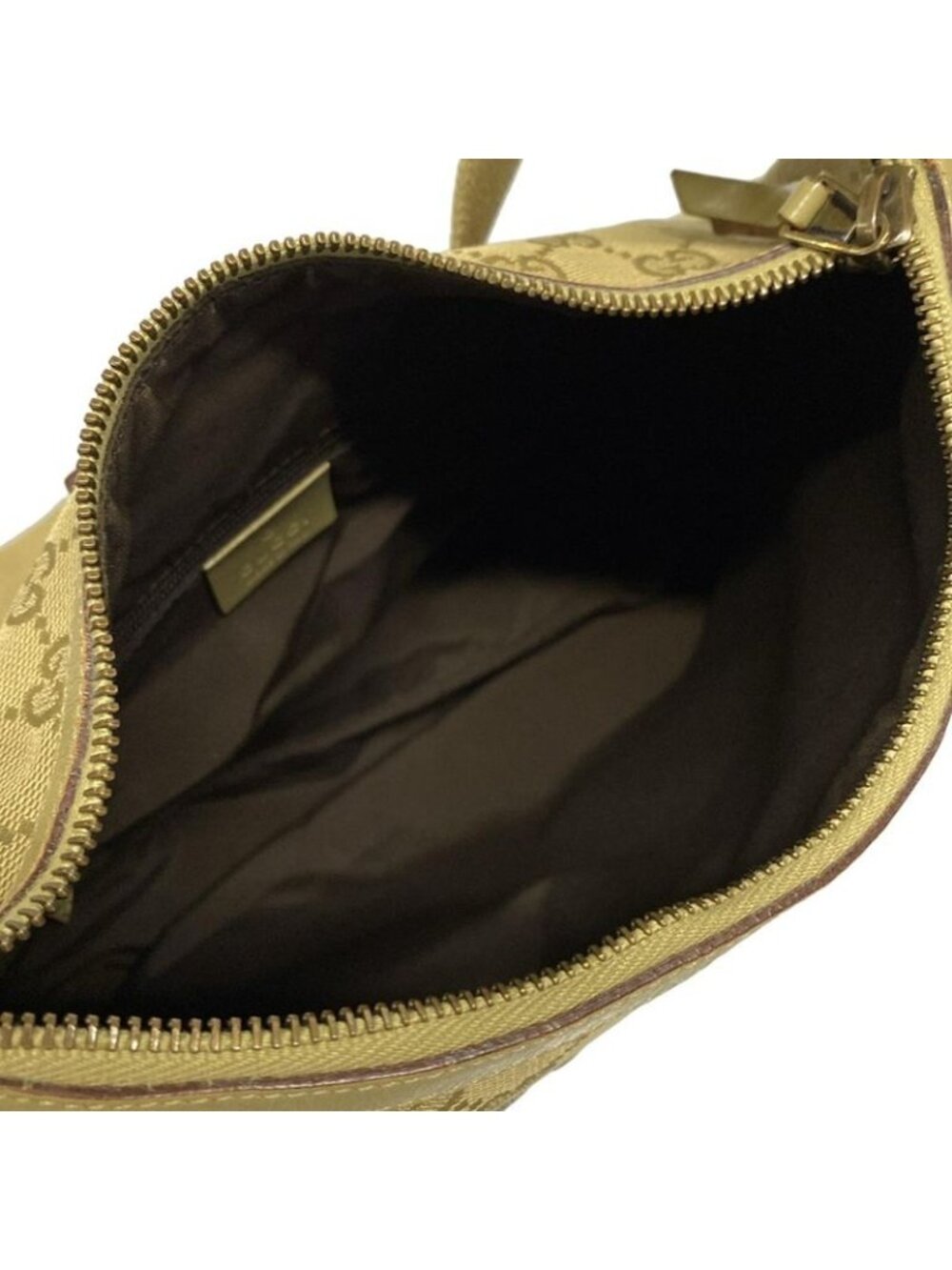 ★SOLD★ Gucci Shoulder Bag GG Pattern Beige Green Leather - Picture 6 of 12